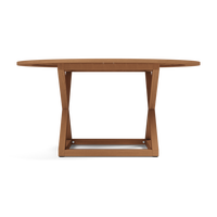 Table de salle à manger pliante en bois de teck massif, forme ronde, pieds croisés, pour porche, jardin et banquets en extérieur