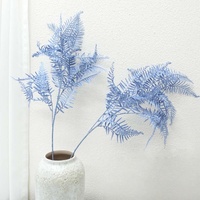 Feuilles de fougère artificielles en plastique en gros, bleues, 93 cm, 105 cm, plantes vertes artificielles, arrangement floral pour décorations de mariage