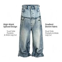Jeans pour hommes à double taille avec logo personnalisé, de haute qualité, coupe droite délavée et déchirée, style urbain tendance