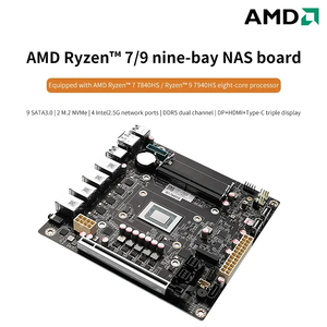 Placa base NAS de 9 bahías <span class=keywords><strong>AMD</strong></span> Ry-zen 7 8845HS USB4 4xi226-V 2,5G LAN 9xSATA3.0 2xM.2 NVMe PCIEX16 2xDDR5 Mini ITX Firewall Mainboard - Product Image 2