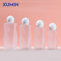 Botella de Plástico PET de 100ml 150ml 200ml 250ml con Tapa de Rosca Esférica, Botella Cosmética Transparente Esmerilada Vacía para Tónico Facial