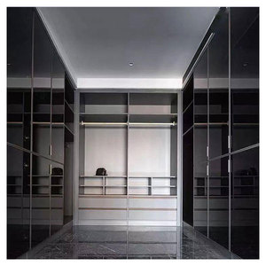 Factory Kitchen <strong>Furniture</strong> Customized Make <strong>Black</strong> Painting Space-Saving Wardrobe <strong>Black</strong> PET <strong>Gloss</strong> Wooden Wardrobe - Product Image 5