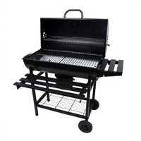 Barbecue en acier inoxydable Huize avec tables latérales pliables, roues mobiles, design moderne, pour usage domestique et extérieur, 5 personnes, pique-nique, camping