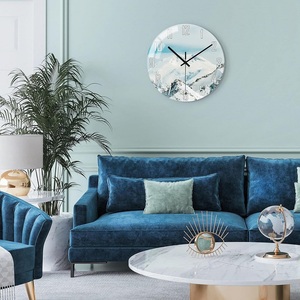 2024 Mới Hiện Đại Bắc Âu tối giản MDF gỗ phong cảnh đồng hồ treo tường tùy chỉnh vòng im lặng đơn giản tuyết đồng hồ Núi Trang trí - Product Image 2