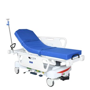 Chariot à plateau hydraulique MJY-1, lit médical manuel à hauteur réglable pour le transfert d'urgence des patients - Product Image 1