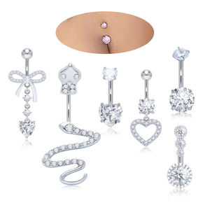 6 Stück Bauchnabelpiercing aus Edelstahl mit 5mm Kugel, Nabelpiercing-Schmuck, hypoallergen, sicher für empfindliche Haut - Product Image 2