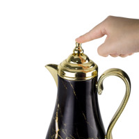 Revestimiento de vidrio 24 horas impresión personalizada 1l estilo árabe de lujo Dallah café agua tetera termo dorado plata