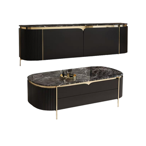 Mueble de TV Moderno de Lujo Ligero, Mesa de Centro, Mueble de Almacenamiento Combinado, Mesa de Té Extensible de Madera con Placa de Roca para Sala de Estar - Product Image 4