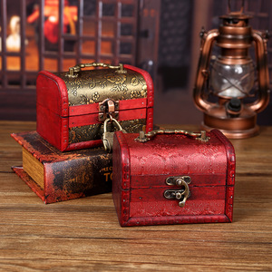 Antique Style Wooden Storage <b>Box</b> With Lock Retro Jewelry <b>Box</b> For Desktop Decorative Use - Product Image 3