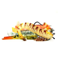 TAKEDO LV01B 90MM 8G Leurre souple crevette avec hameçon VMC 2/0, appât de pêche en TPR pour bar, leurre crevette artificiel, leurre souple de pêche