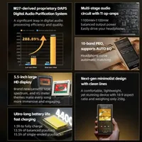 Reproductor de Audio Digital FiiO M33 R2R MP3 HIFI DAC XMOS XU316 Snapdragon 680 8GB 128GB Pantalla Full HD de 5.5' HI-RES