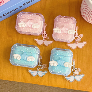 Estuche de silicona con diseño de alas de ángel y lazo para auriculares Apple Airpods 4 Pro 2 3, con dijes DIY de estrellas, funda para auriculares con estampado de anillo y diseño de amor. - Product Image 2