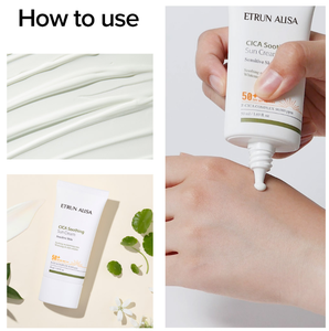 ETRUN ALISA Private Label Centella prodotto CICA <span class=keywords><strong>crema</strong></span> <span class=keywords><strong>solare</strong></span> lenitiva SPF <span class=keywords><strong>50</strong></span> raggi UV idratante <span class=keywords><strong>crema</strong></span> <span class=keywords><strong>solare</strong></span> senza cast bianco - Product Image 2