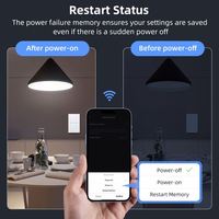 Interrupteur intelligent tactile de luxe Wi-Fi US avec variateur de lumière, compatible Alexa Google Home, contrôle vocal, étanche, courant max. 16A, PC intelligent