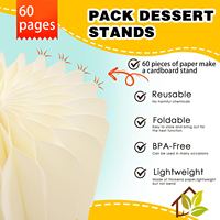 Présentoir à gâteaux pliable crypté de 60 pages, ensemble de présentation de desserts en papier, support à cupcakes pour décoration de fête d'anniversaire ou de mariage