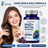 Gummies NAD Biotine KingFisher Marque Privée avec Collagène, Kératine, Resvératrol, Zinc, Vitamines D3 et K2 pour la Beauté et le Bien-être – Fournisseur OEM