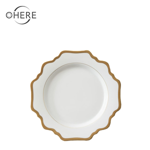 للبيع بالجملة بورسلين بحافة ذهبية 13 بوصة تأجير حفلات وحفلات الزفاف أنيق - Product Image 3