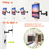 Support mural TV inclinable et pivotant à mouvement complet pour écrans LCD LED de 26 à 55 pouces, bras d'extension en acier allié et aluminium, compatible VESA 400x400
