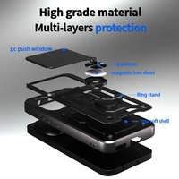 Caméra coulissante antichoc souple TPU dur PC étui de protection pour téléphone avec porte-anneau étui de couverture arrière pour Huawei Honor 400 Lite