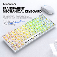 Clavier de jeu LEAVEN K840 RGB, 84 touches, disposition mécanique transparente, interface USB-C, programmable, personnalisable OEM, échangeable à chaud
