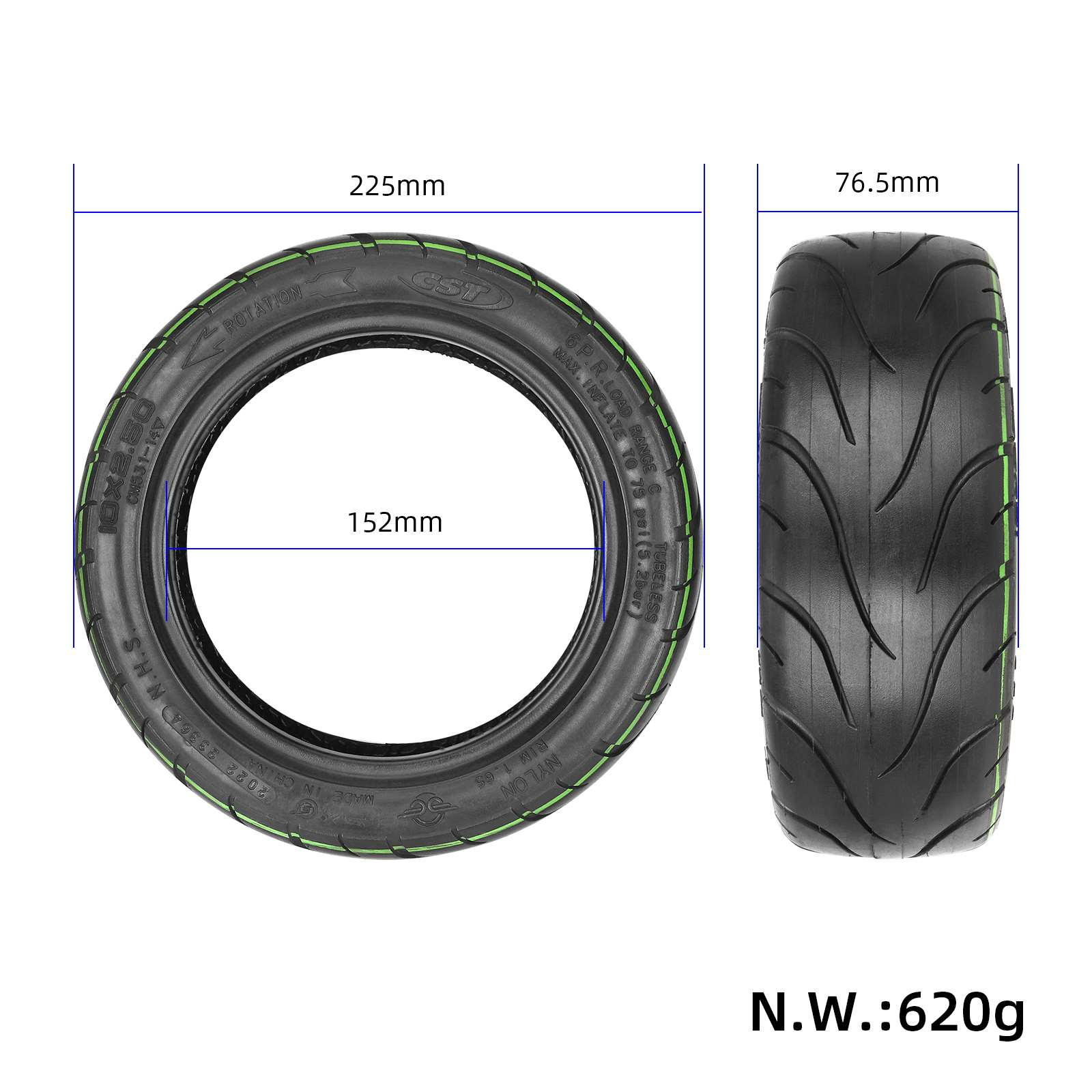 Pneu Tubeless 10*2.50 CST 3909.00