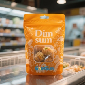 Sacs d'emballage personnalisés en plastique à fond plat pour moules, poissons, fruits de mer, aliments congelés - Product Image 1