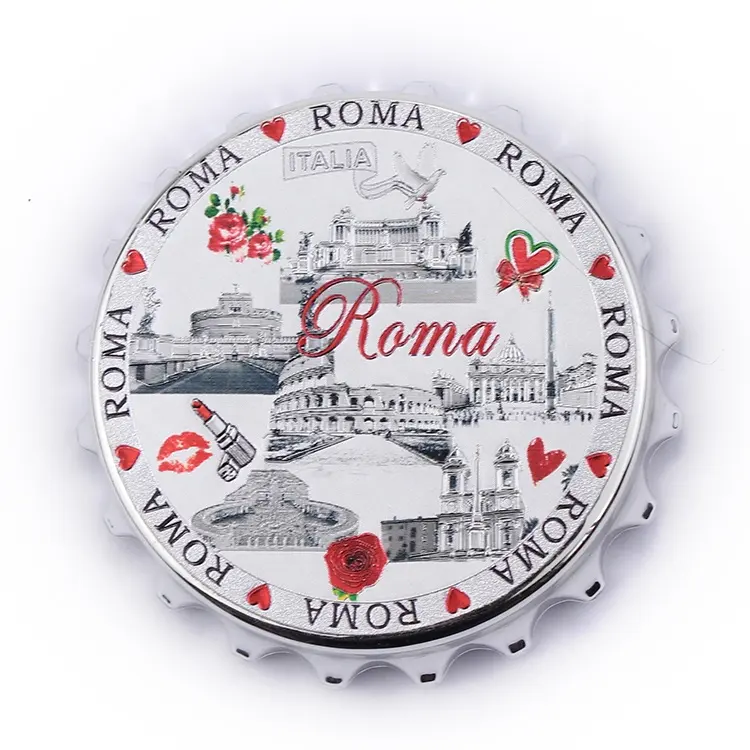 Roma รอบรูป3d โลหะตู้เย็นแม่เหล็กที่กำหนดเองของที่ระลึกสำหรับประเทศ