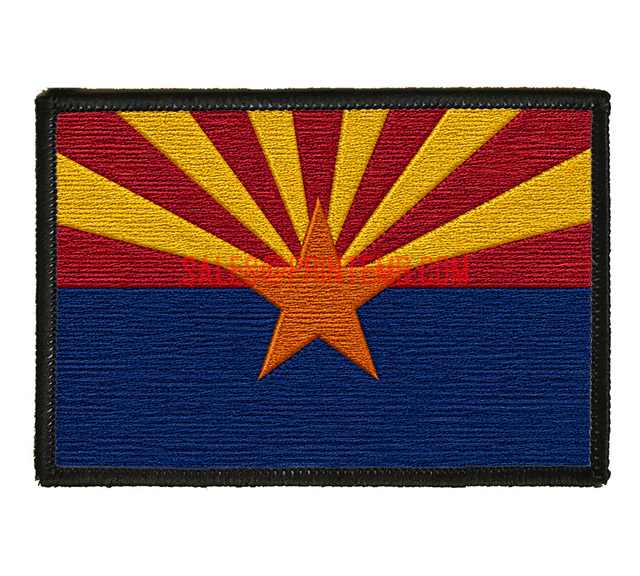 Custom Various Country Flag Design Hook and Loop Backing Woven Embroidery Patches for Clothing arizona Hat velcro Patch