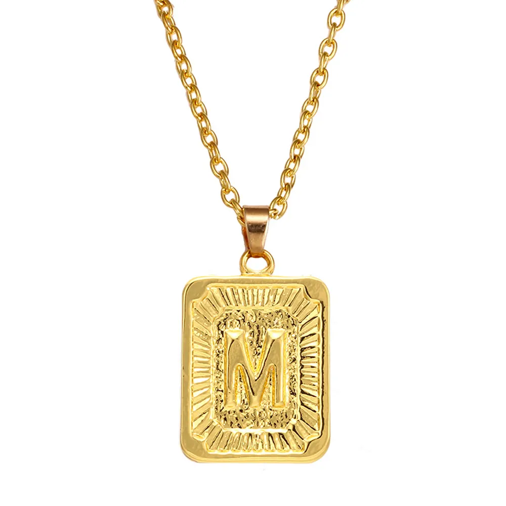 Модное простое подвесное ожерелье с 26 золотыми буквами