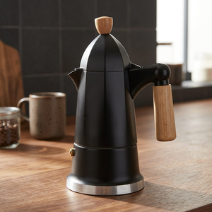 Macchina da Caffè Manuale Portatile Industry SChef 4 Tazze in Alluminio e Legno di Faggio con Funzione Programmabile Sottovuoto per Auto/Hotel, Spina USA - Product Image 3