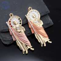 Collier unisexe pour enfants, garçons et filles, avec perles d'imitation taille princesse, breloques chrétiennes en laiton Jésus Elfe et plaqué or 18 carats