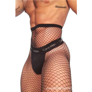 Men <b>Fishnet</b> Stockings Black Nylon Breathable Spring 2024 Leggings For Men - Product Image 3