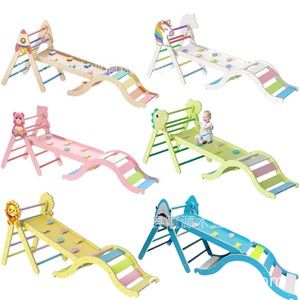 Estructura de escalada interior de madera para niños, tobogán plegable combinado con diseño de cohete, equipo de entrenamiento para educación temprana - Product Image 5