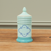 Logo personnalisé fait à la main vintage grand pot de stockage en céramique bleu vert porcelaine pharmacie apothicaire réactif temple pots avec couvercle