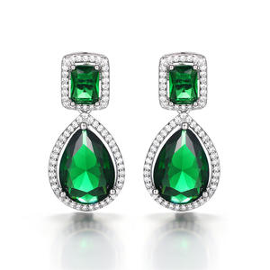 Pendientes de Gota de Esmeralda Laoyuhall, Colgante Geométrico Verde, Joyería de Aleación para Mujer, Pendientes de Moda para Fiesta con Engaste de Garra - Product Image 5