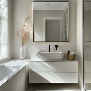 Mueble de Baño con Lavabo Integrado, Estructura de MDF, Encimera de Piedra, Resistente al Agua, Listo para Instalar - Product Image 3