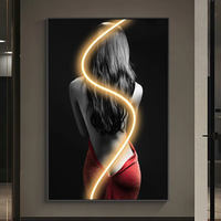 Peinture décorative lumineuse de la ligne de beauté, nouvelle conception 2024, personnage imprimé en haute définition, œuvre d'art pour salon, chambre à coucher, peinture artistique à LED