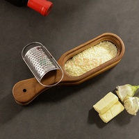 Coupe-fromage en bois d'acacia Eplucheur de légumes Râpe à fromage en acier inoxydable avec récipient pour fromage citron chocolat