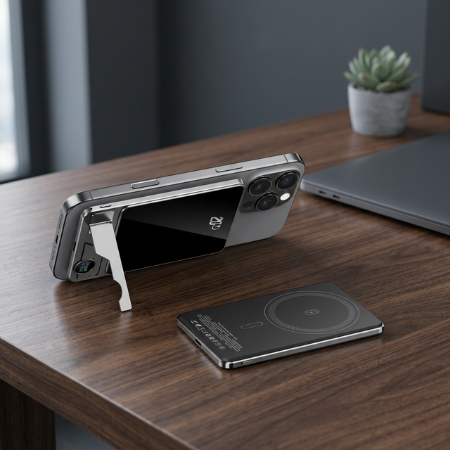 Ultra Mini Wireless Charger Power Bank 15W Fast Charging for iPhone Magnetic Aluminum Alloy Type-C Input