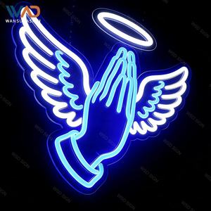 Lampe néon LED mains en prière spirituelle, enseigne murale 3D en acrylique, décoration religieuse pour salon, autel, cadeau de méditation - Product Image 6