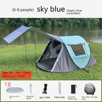 Tente de camping familiale instantanée gonflable quatre saisons à double couche hexagonale/diamant avec piquets de sol - Imperméable toutes saisons et protection solaire