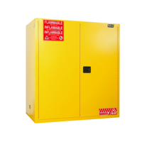 Armoire de sécurité pour liquides inflammables jaunes SAI-U SC2110Y, homologuée FM CE, avec roulettes pour fûts, pour laboratoire et industrie