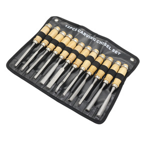 12Pcs Woodworking Carving Chisel Set Metric Round Shank Straight Tip Carpentry Tools - Product Image 4