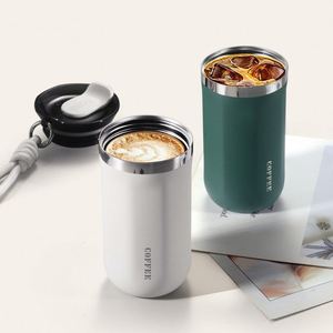 แก้วกาแฟสแตนเลส 500 มล. สกรีนโลโก้ได้ ผนังสองชั้นสุญญากาศ พร้อมฝาปิดและสายสะพาย สำหรับกาแฟ ชา ใช้ในออฟฟิศ เดินทาง - Product Image 6