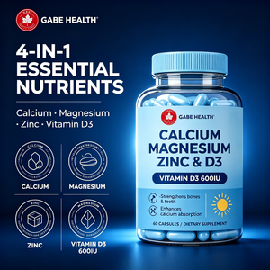 Suplemento de Calcio, <span class=keywords><strong>Magnesio</strong></span> y Zinc al por Mayor con Vitamina D3 600UI, Mejora la Absorción de Calcio, 60 Cápsulas para la Salud Ósea, OEM - Product Image 3