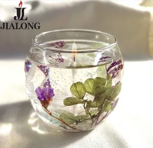 Vela de Gel de gelatina transparente, vela perfumada 100% Natural, flor seca, cristalina, perfumada