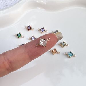 スクエア誕生石コネクタゴールドシルバーローズゴールド永久ジュエリー、ジュエリー製作コネクタ - Product Image 5