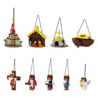Funbuild Classic Multi-Shape Holiday Hanging Ornaments 24-Unit Mixed-Style Pendant Set Building Blocks Set