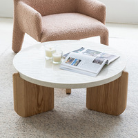 Cafés blancs nordiques Koffietafel meubles de salon en bois décoratif abstrait rond thé Terrazzo ensemble de Tables basses