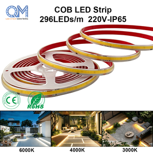 Bande LED COB 110V/220V 8mm 296LEDs/m IP67 Contrôle à distance/Wi-Fi 3000K-6500K Bande lumineuse LED intérieure/extérieure - Product Image 1